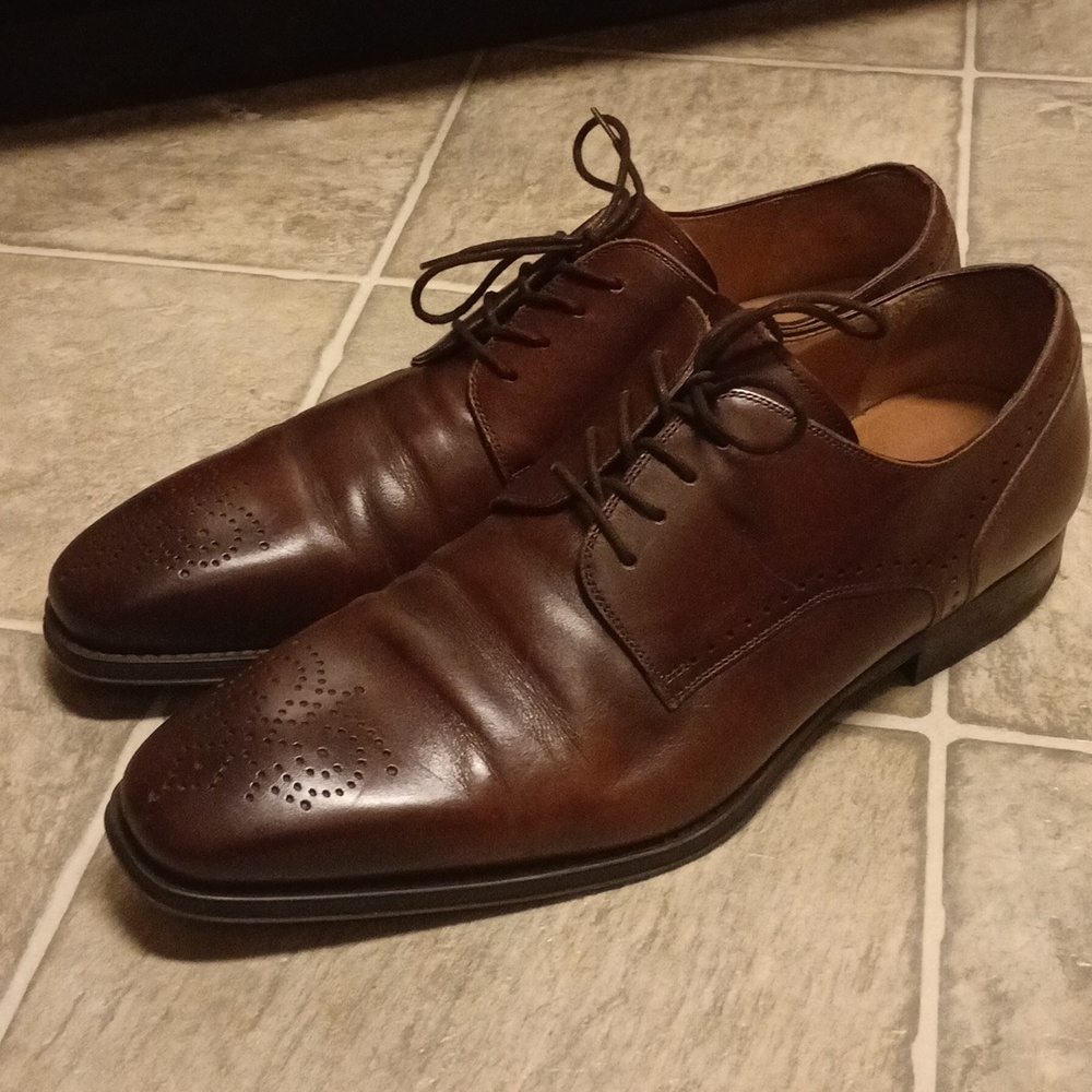 Men's Brown Magnanni Derby Dress Shoes Size 11.5